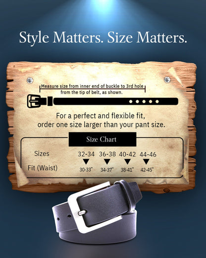 Genuine Leather Belt – Brushed Nickel Buckle (1.5 in)