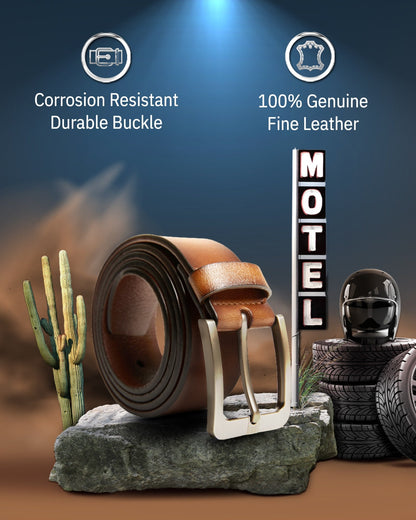 Genuine Leather Belt – Brushed Nickel Buckle (1.5 in)