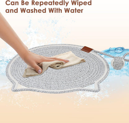 Round Cotton Rope Cat Scratching Mat with Ball Toy
