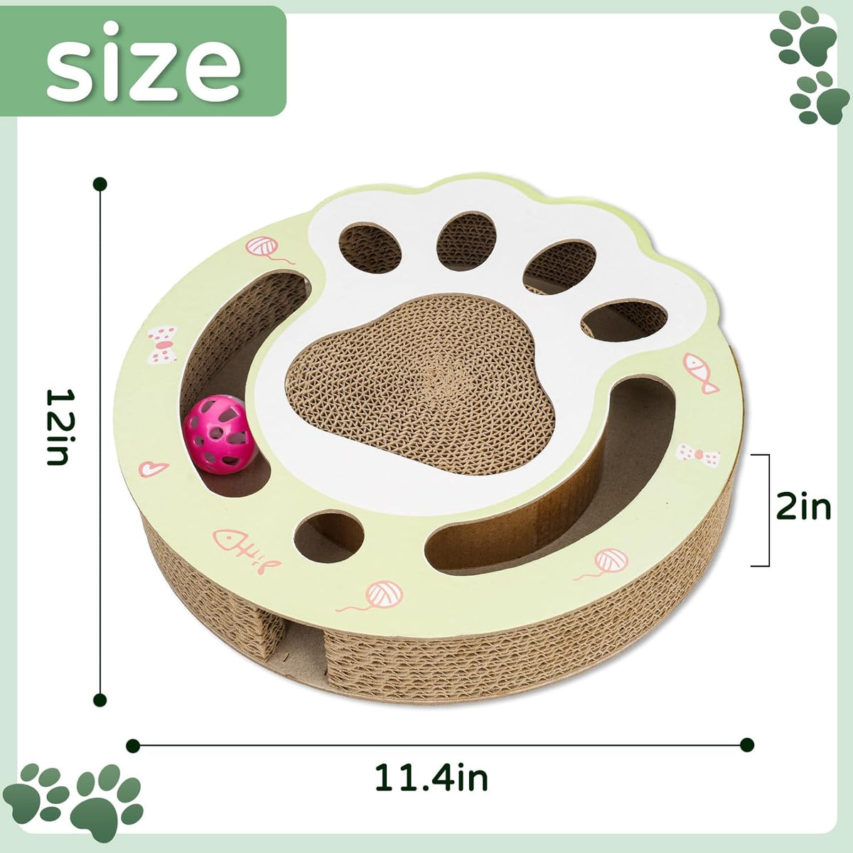 Round Cardboard Cat Scratcher with Ball Track