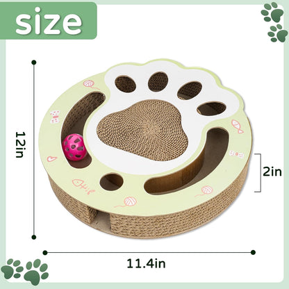 Round Cardboard Cat Scratcher with Ball Track
