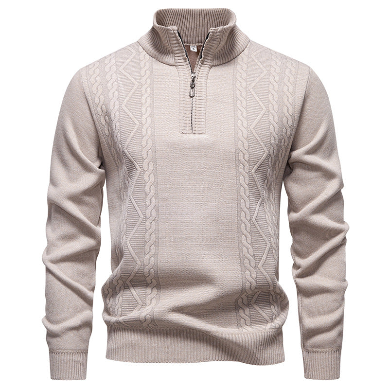Men's Stand-Collar Half-Zip Knit Sweater