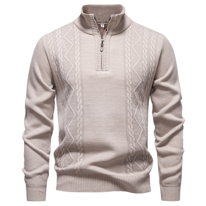Men's Stand-Collar Half-Zip Knit Sweater
