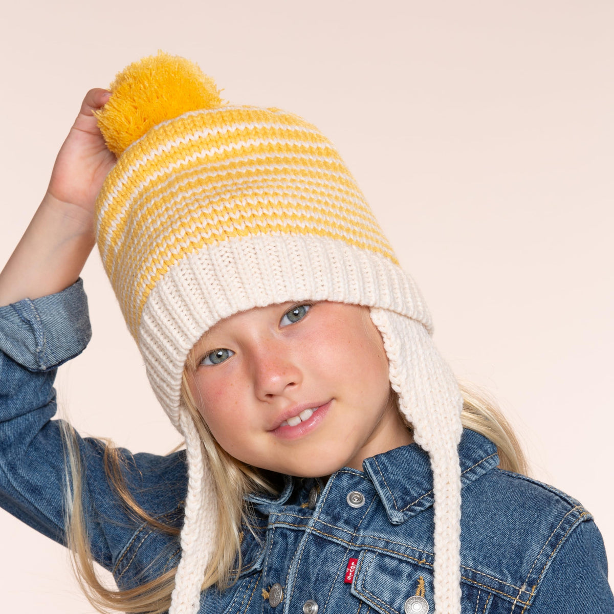 Kids' Earflap Knit Beanie with Ties, Fleece Lined