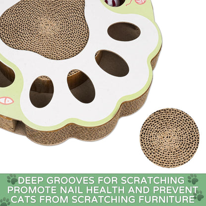 Round Cardboard Cat Scratcher with Ball Track