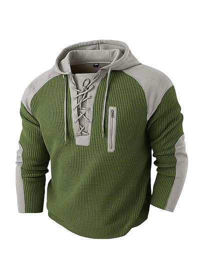 Men's Waffle-Weave Drawstring Hoodie