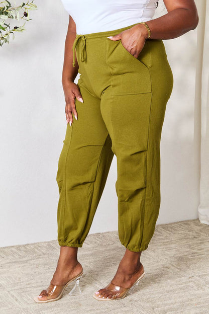 Women's Drawstring Jogger Sweatpants with Cargo Pockets, Moss