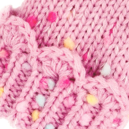 Girls' Speckled Knit Mittens with Scalloped Lace Cuff, Fleece Lined
