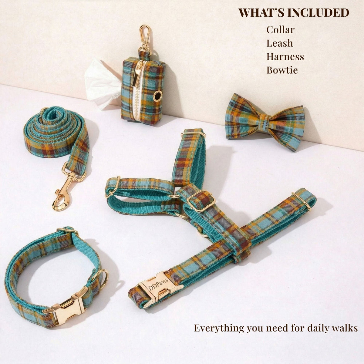 Autumn Blue Plaid Walking Set