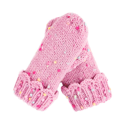 Girls' Speckled Knit Mittens with Scalloped Lace Cuff, Fleece Lined