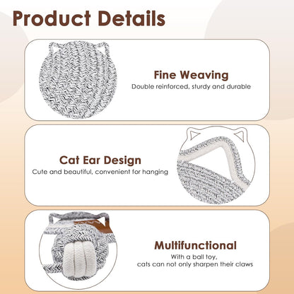 Round Cotton Rope Cat Scratching Mat with Ball Toy