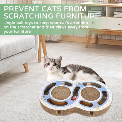 Round Cardboard Cat Scratcher with Ball Track