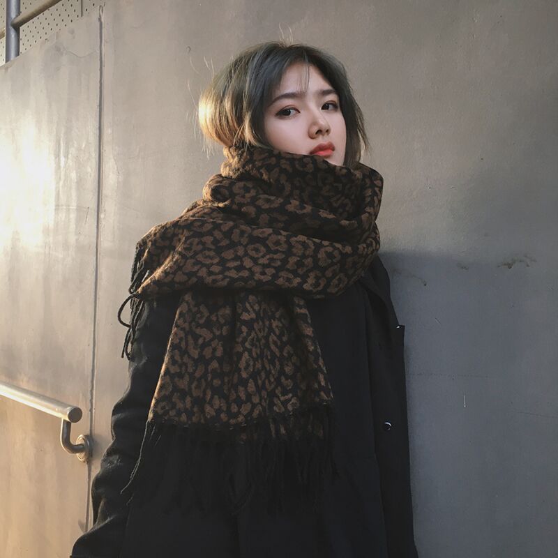 Leopard Print Warm Shawl Scarf