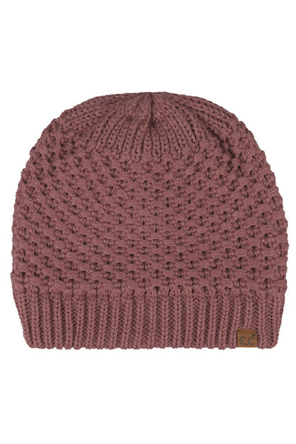 Women's Cross-Stitch Knit Satin-Lined Beanie