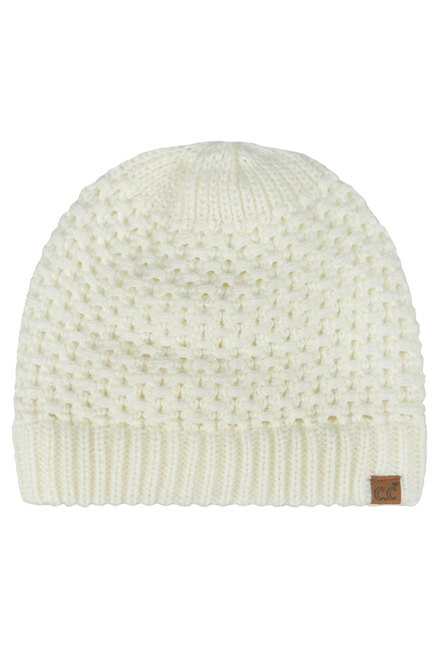 Women's Cross-Stitch Knit Satin-Lined Beanie