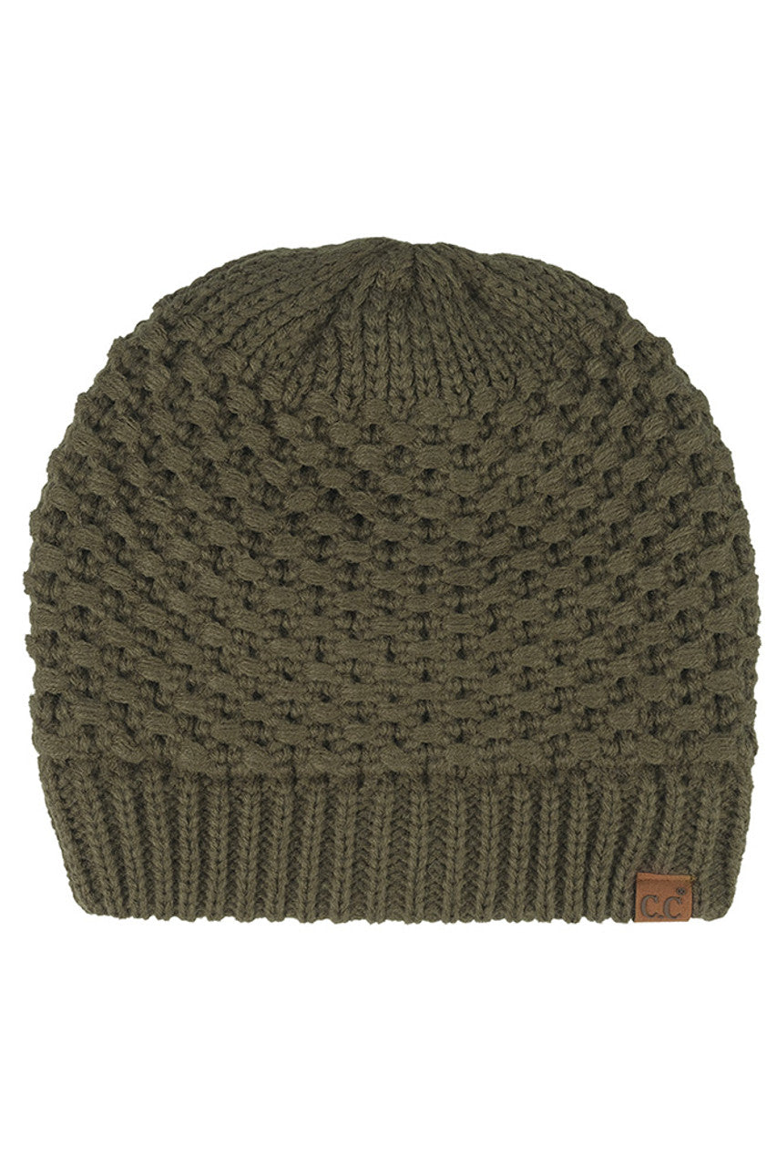 Women's Cross-Stitch Knit Satin-Lined Beanie
