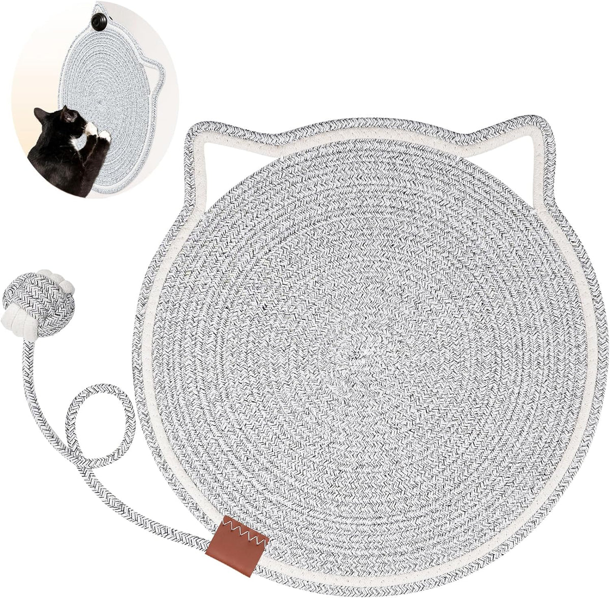 Round Cotton Rope Cat Scratching Mat with Ball Toy