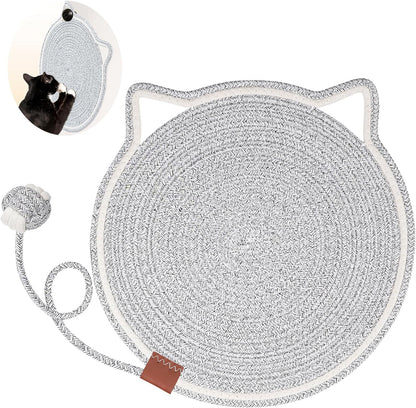 Round Cotton Rope Cat Scratching Mat with Ball Toy