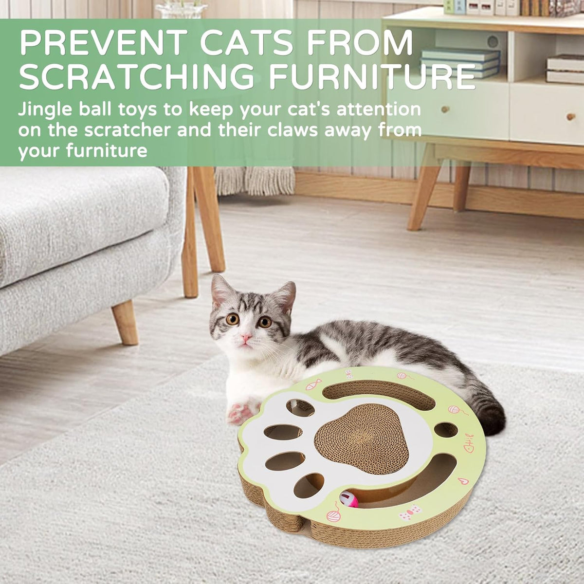 Round Cardboard Cat Scratcher with Ball Track