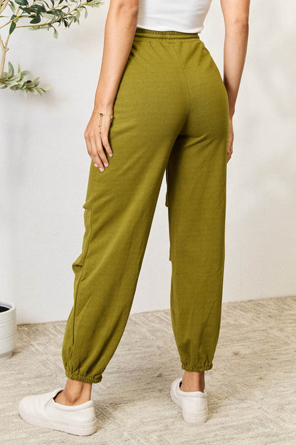 Women's Drawstring Jogger Sweatpants with Cargo Pockets, Moss