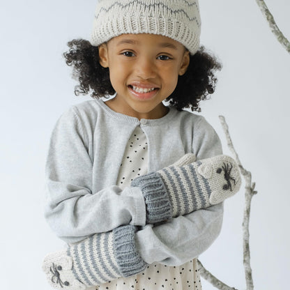 Kids' Kitty Cat Stripe Knit Mittens, Fleece Lined