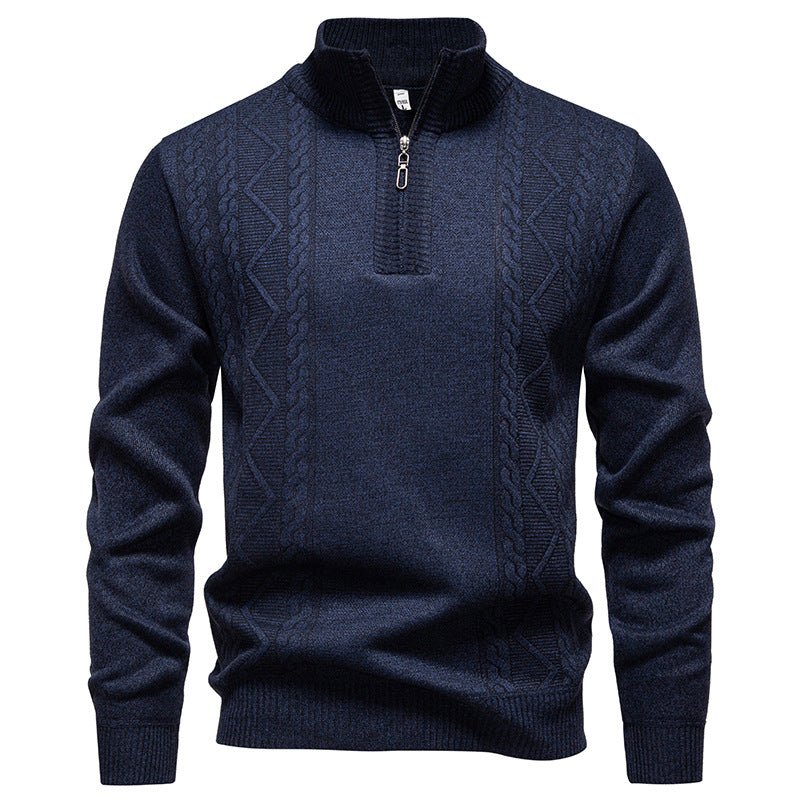 Men's Stand-Collar Half-Zip Knit Sweater