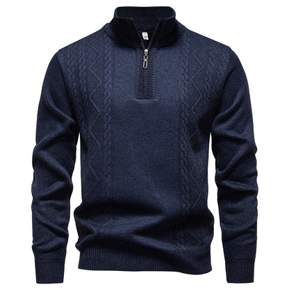 Men's Stand-Collar Half-Zip Knit Sweater