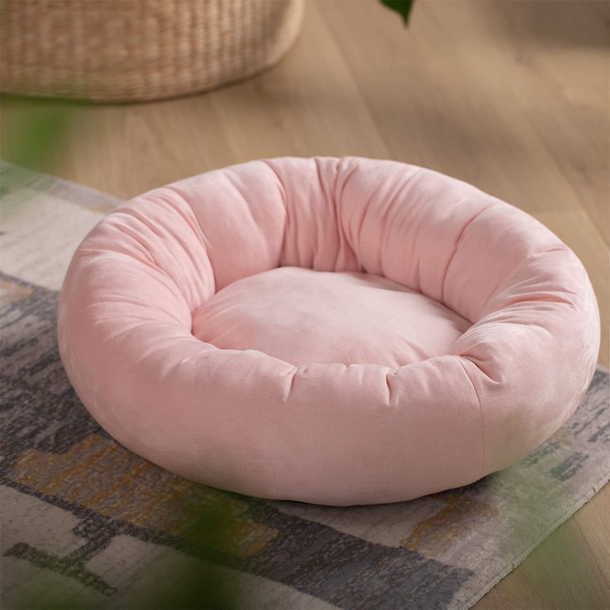 Soft Round Dog Bed with Raised Walls