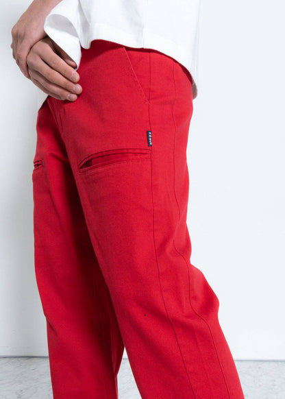 Men's Baggy Stretch Twill Chino Pants, Red