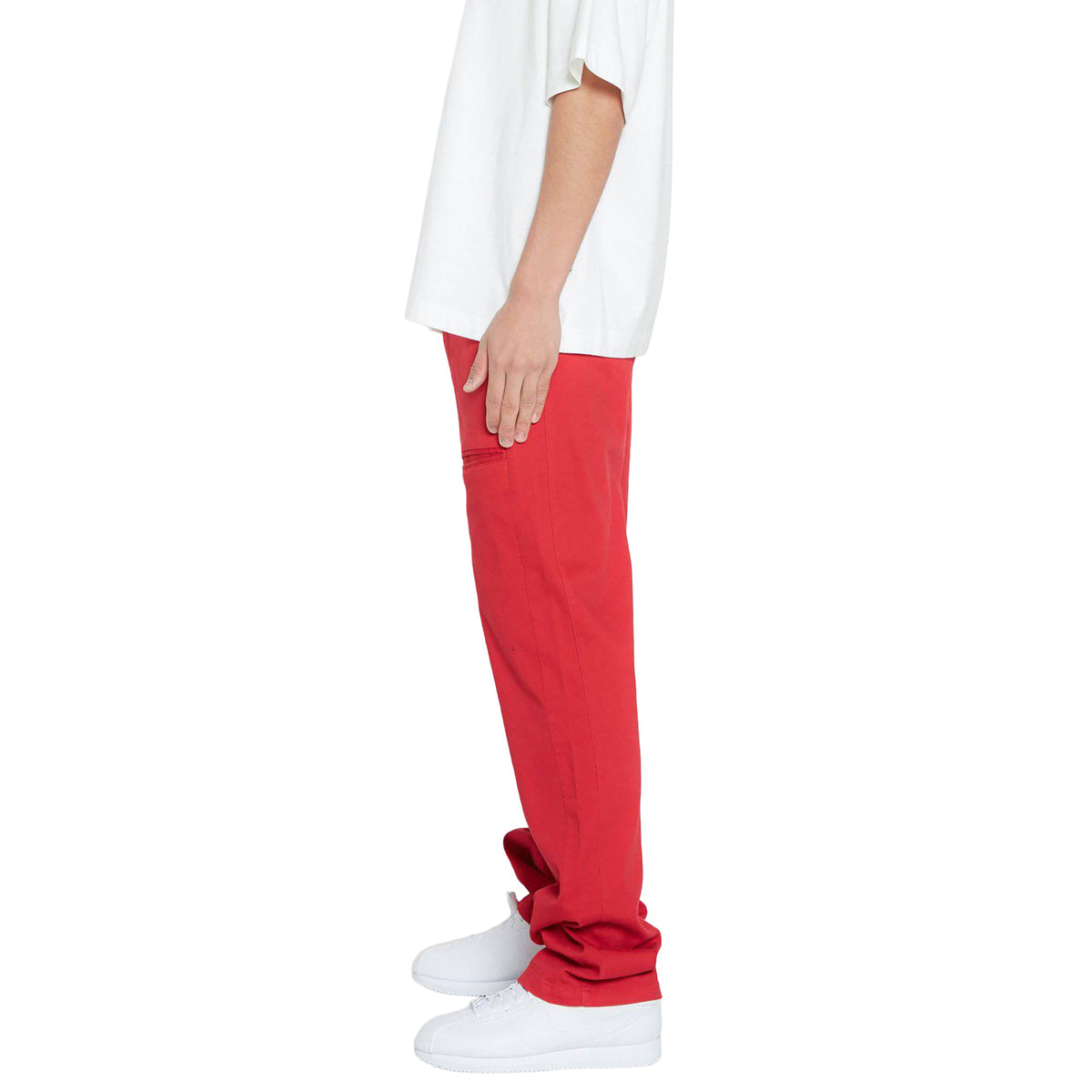 Men's Baggy Stretch Twill Chino Pants, Red