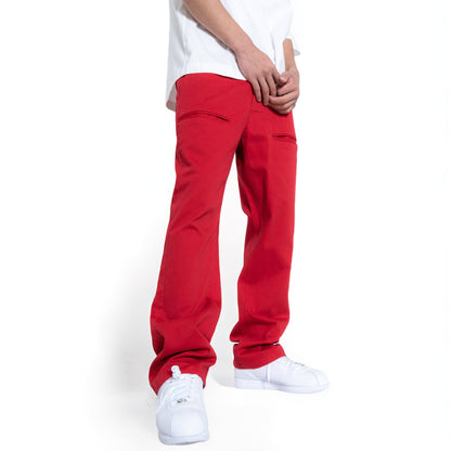 Men's Baggy Stretch Twill Chino Pants, Red
