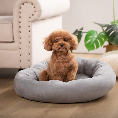 Soft Round Dog Bed with Raised Walls