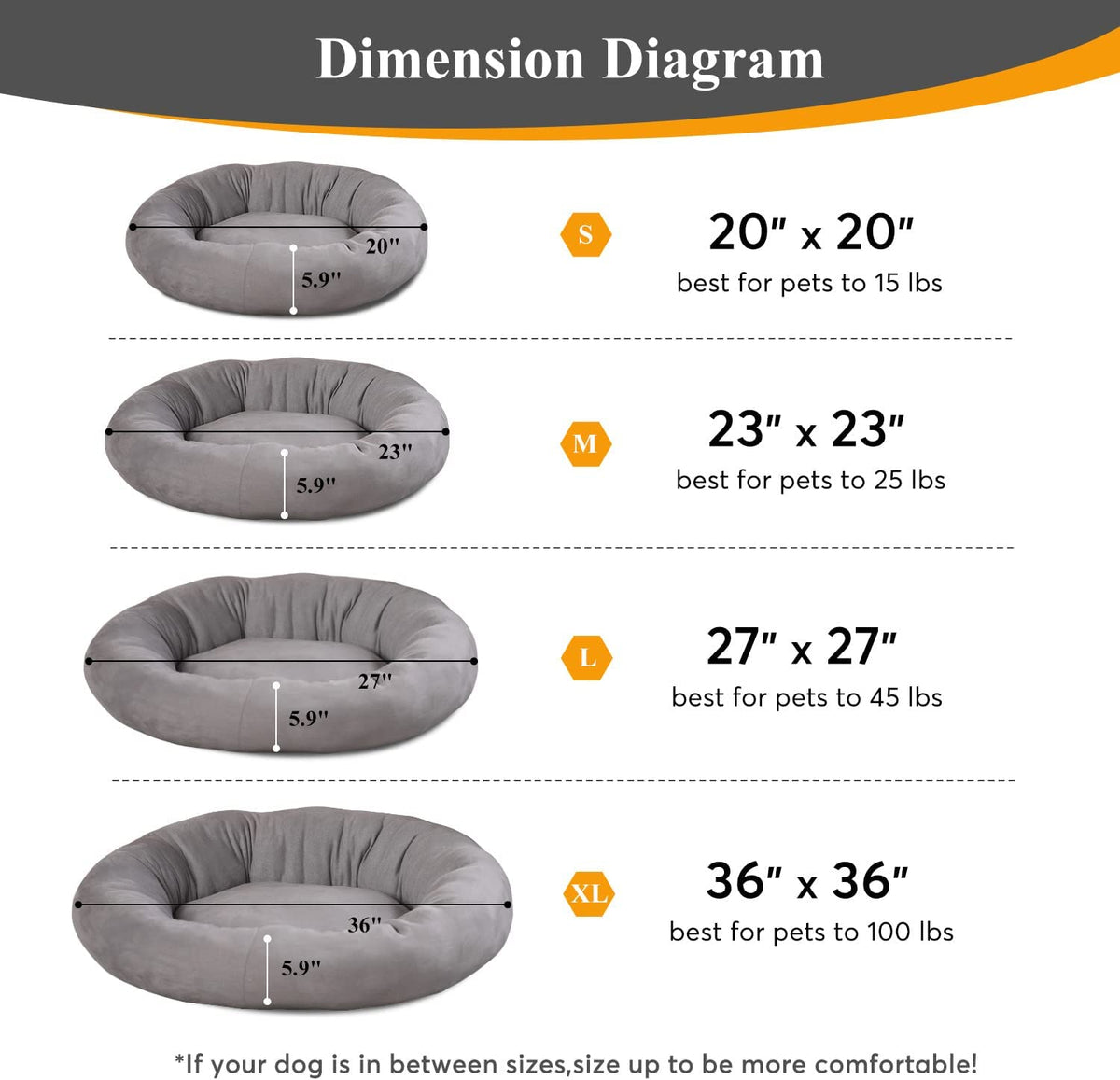 Soft Round Dog Bed with Raised Walls