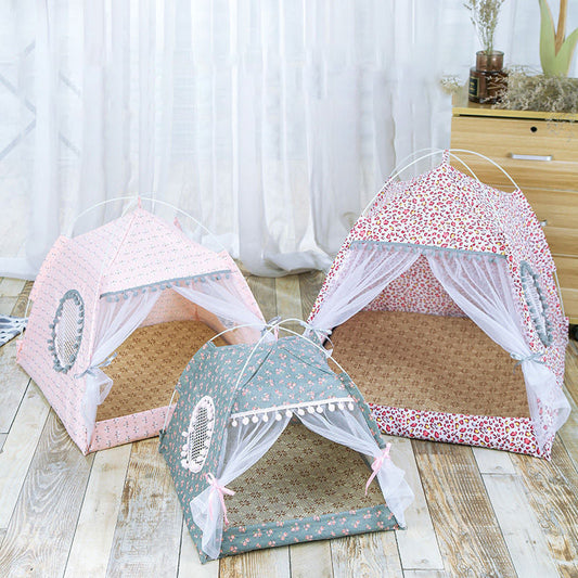 Calming Plush Tent Bed for Cats & Small Dogs