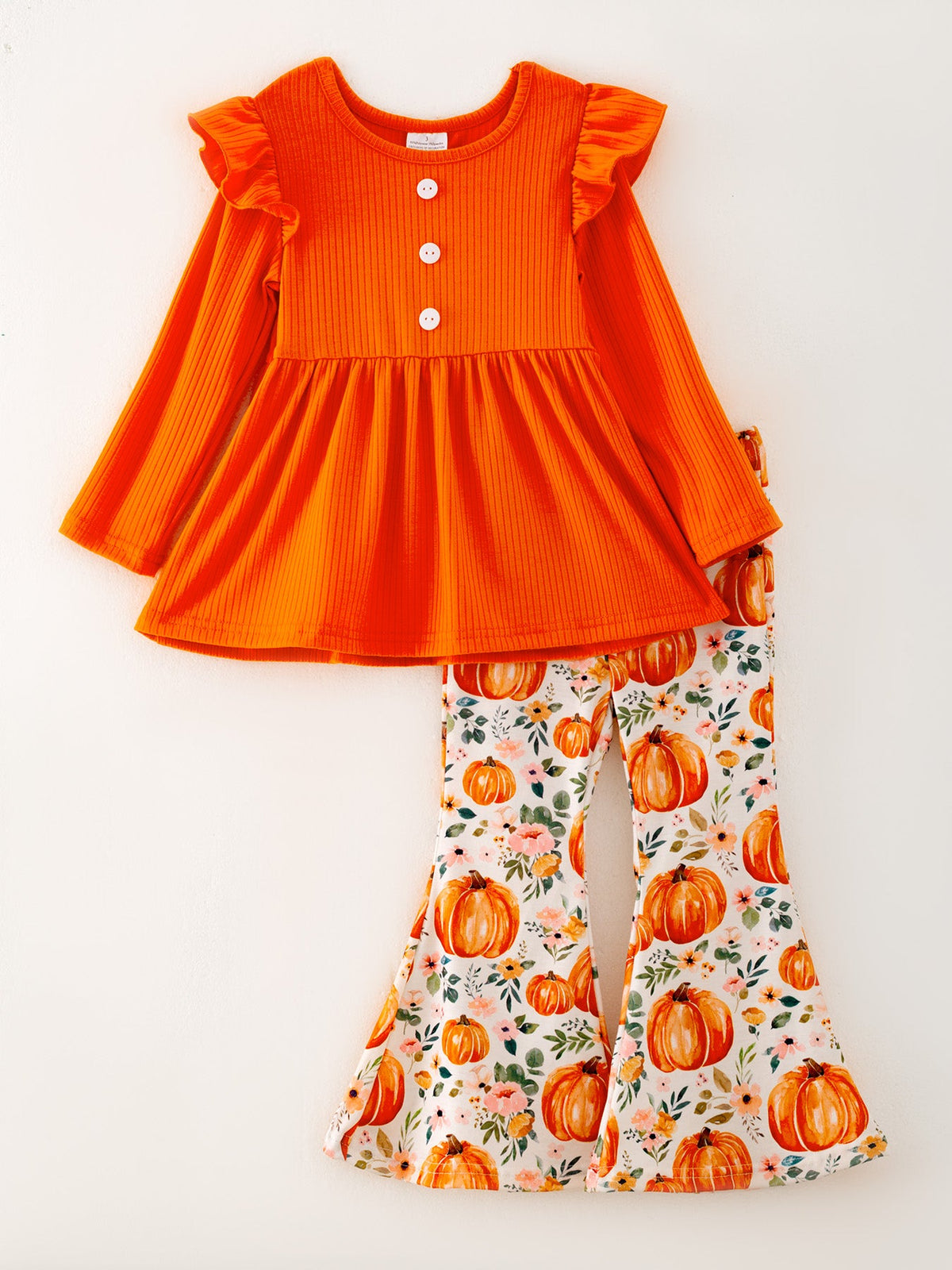 Girls' Pumpkin Print Two-Piece Set