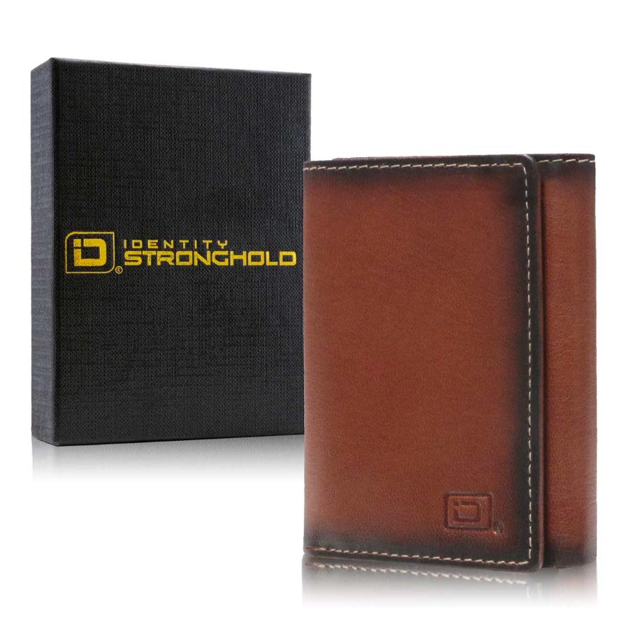 Men's RFID Leather Trifold Wallet, 7 Card Slots with ID Window