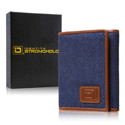 Men's RFID Leather Trifold Wallet, 7 Card Slots with ID Window