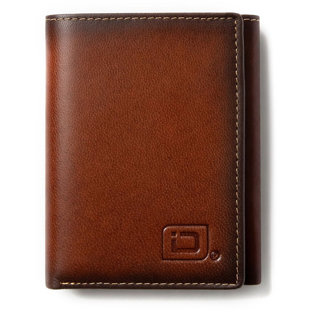 Men's RFID Leather Trifold Wallet, 7 Card Slots with ID Window
