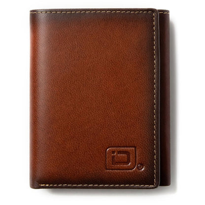 Men's RFID Leather Trifold Wallet, 7 Card Slots with ID Window