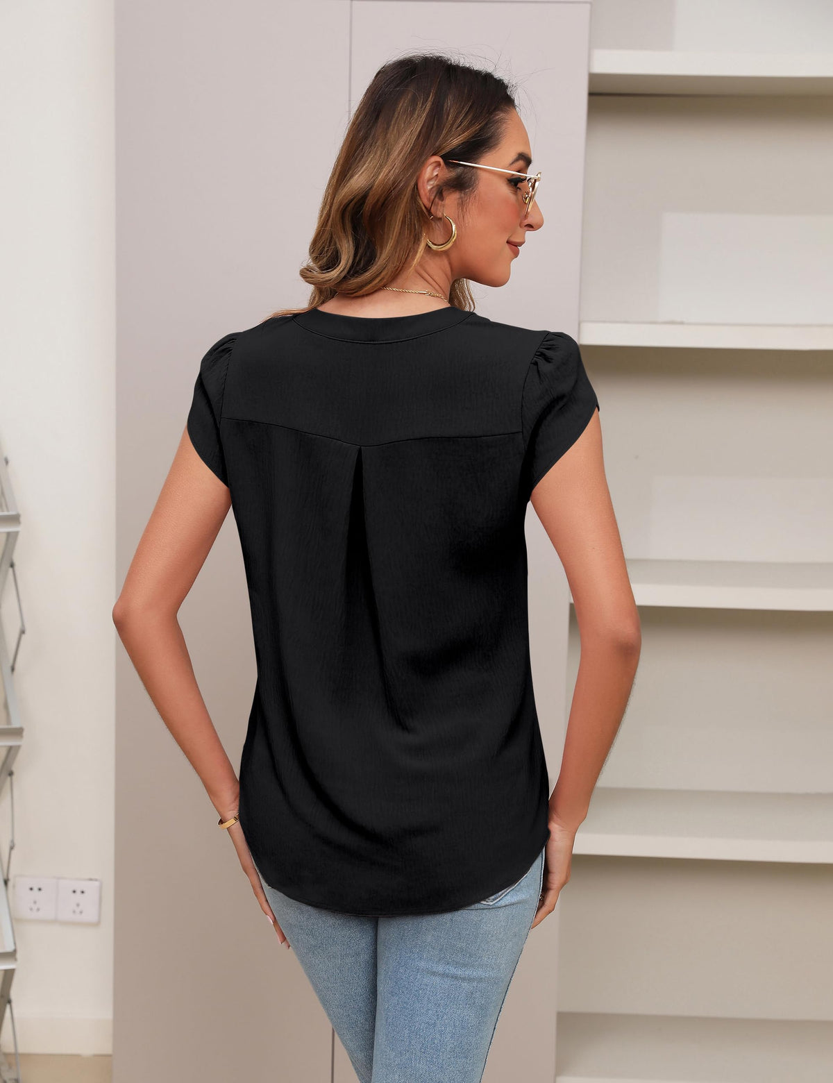 Pintuck V-Neck Blouse