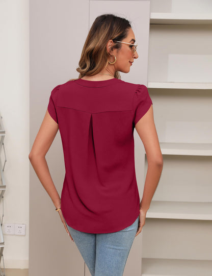 Pintuck V-Neck Blouse