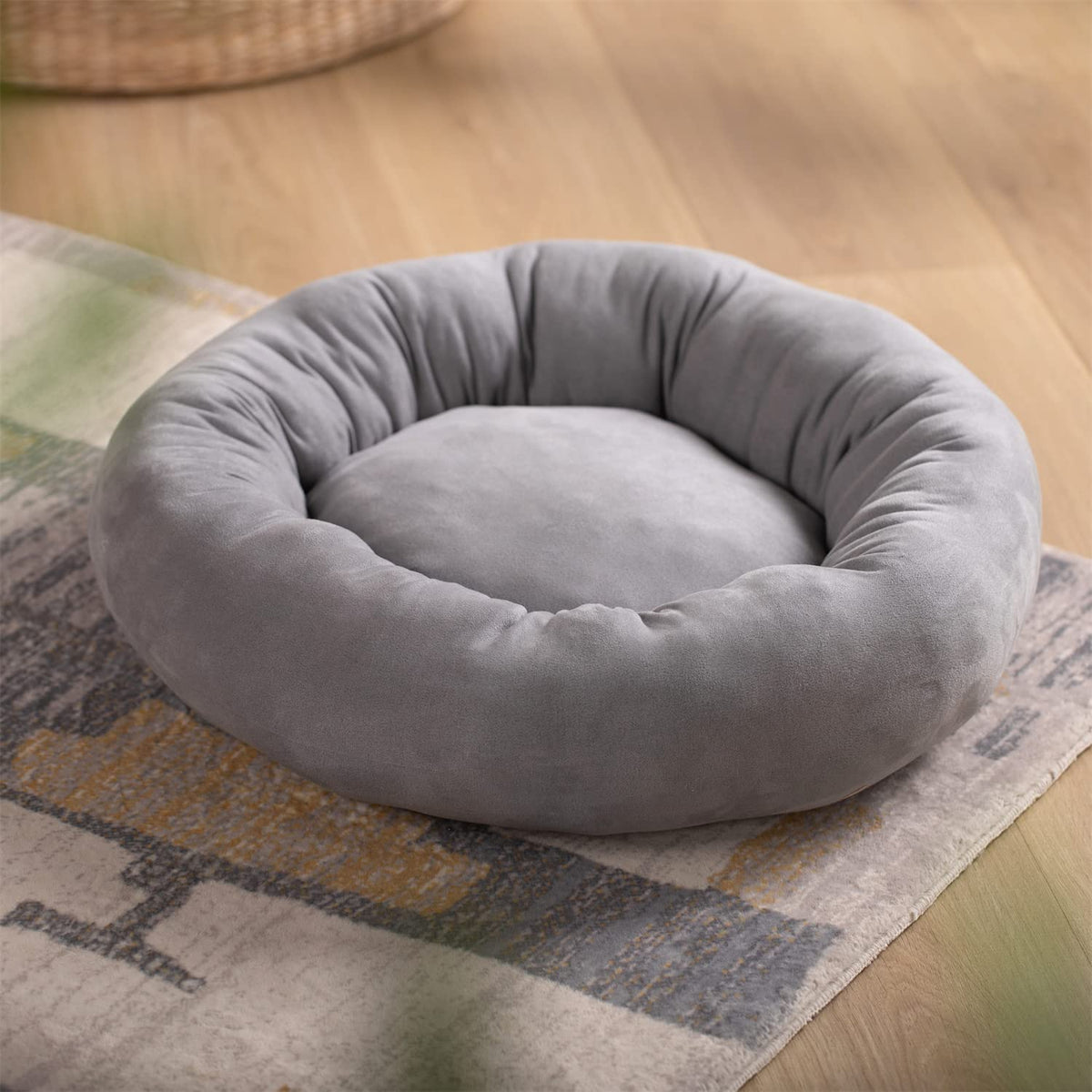Soft Round Dog Bed with Raised Walls