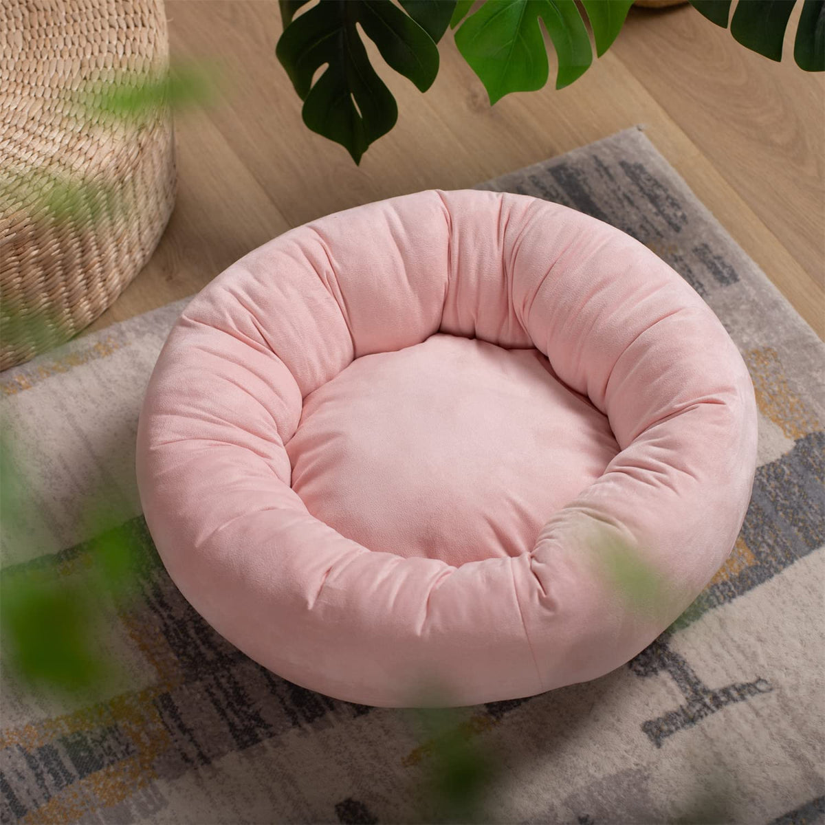 Soft Round Dog Bed with Raised Walls