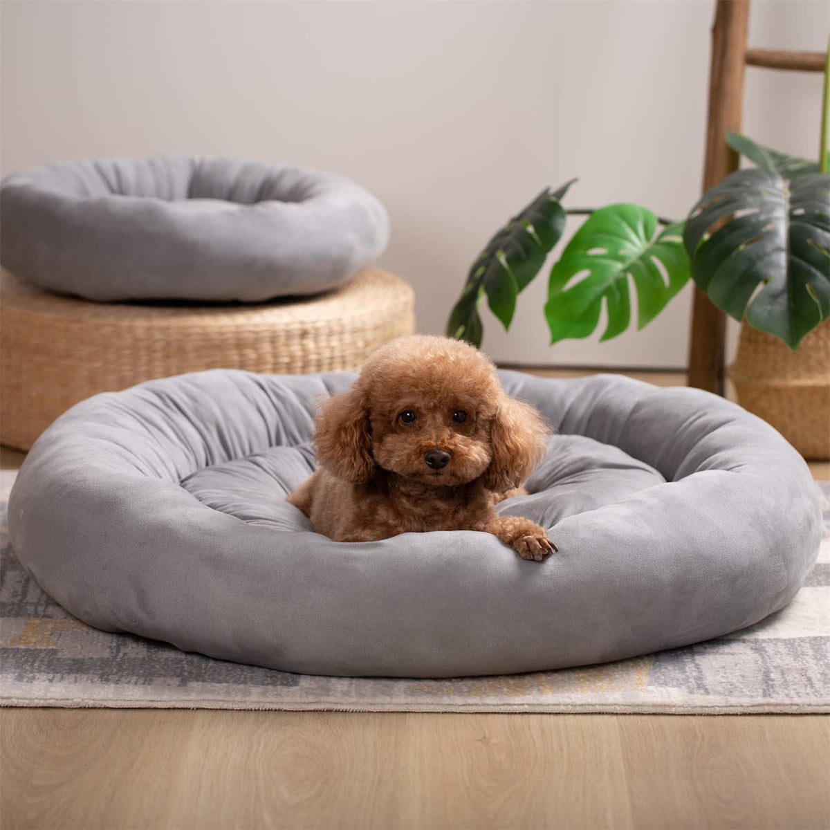 Soft Round Dog Bed with Raised Walls