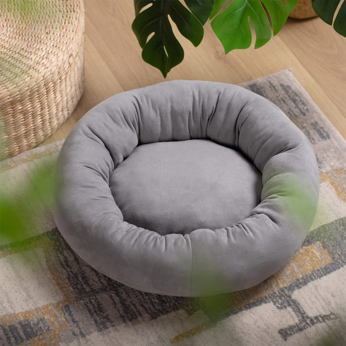 Soft Round Dog Bed with Raised Walls