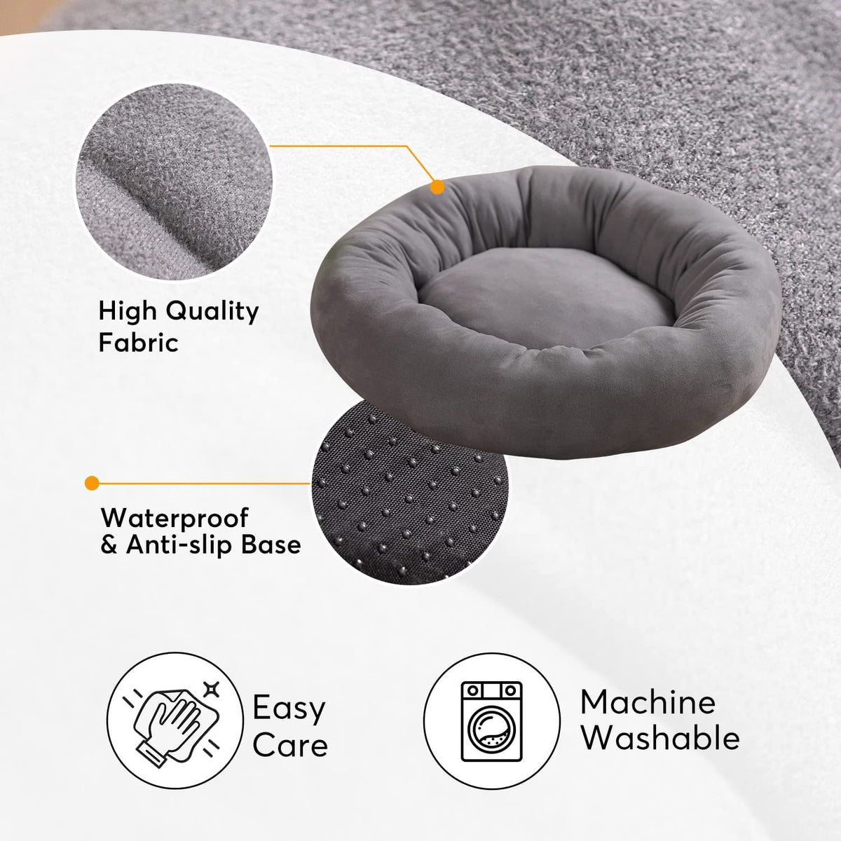 Soft Round Dog Bed with Raised Walls