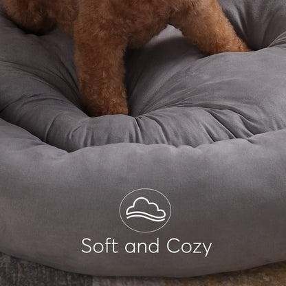 Soft Round Dog Bed with Raised Walls