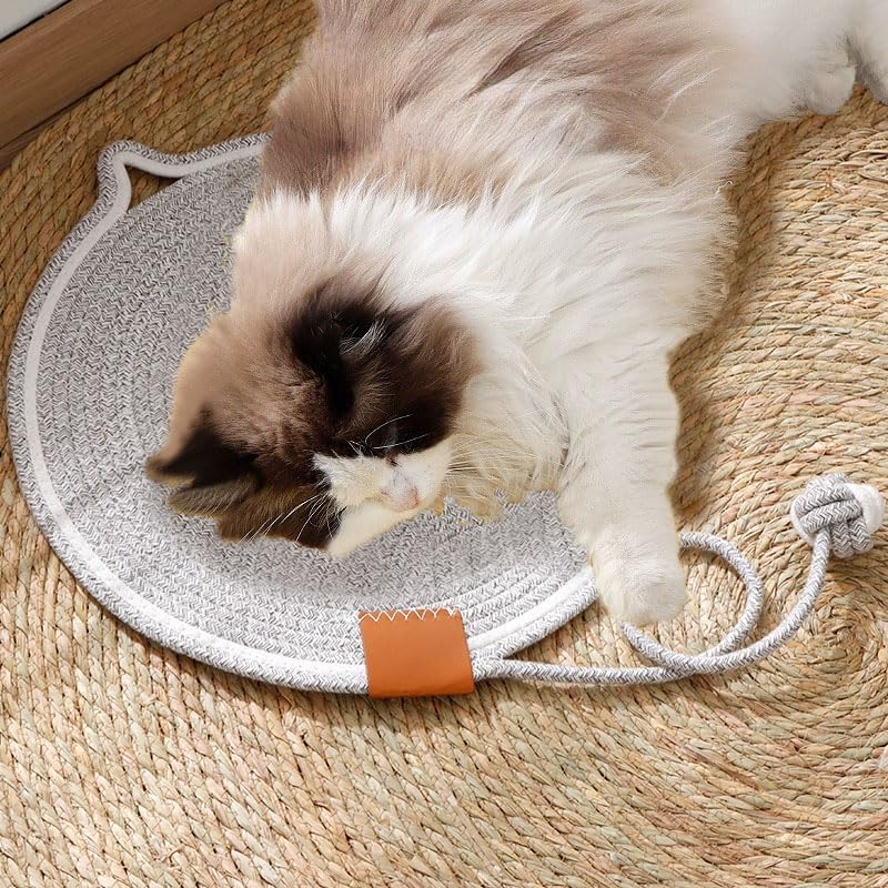 Round Cotton Rope Cat Scratching Mat with Ball Toy