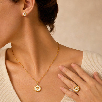 18K Gold-Plated Stainless Steel Heart Jewelry Set