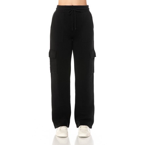 Women's Fleece Cargo Sweatpants, Straight Leg